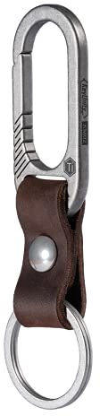 KeyUnity KM02 Portachiavi in pelle con moschettone con clip da cintura in titanio, portachiave personalizzati uomo rimovibile in acciaio inossidabile