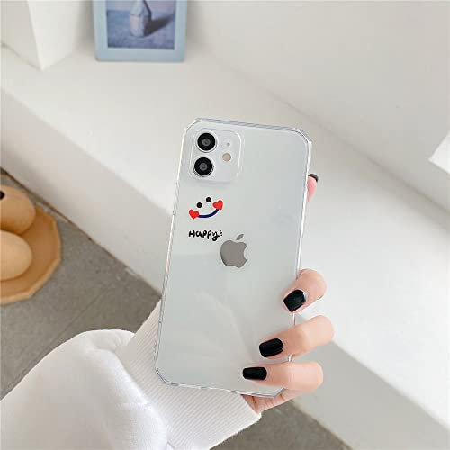 AAA&LIU Niedliche Seitenmuster-Telefonhülle für iPhone 12 Mini 12 11 Pro X XR XS Max 7 8 Plus SE 2 Schönes Cartoon-Smiley-Gesicht Klares Weiches TPU,64,Für iPhone XS MAX