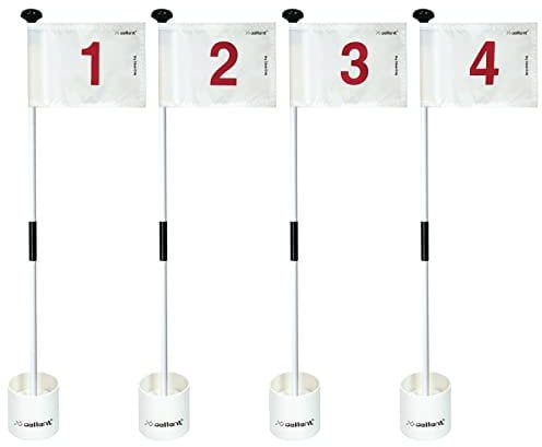 X·CELLENT Mini Golf Putting Green Flag and Hole Cup for Yard Practice Set, Golf Pin Flag Hole Cup Set, Portable 2-Section Fiberglass Golf Flag Sticks, Gifts Idea,4 Pack ((4Pack White #1,2,3,4)