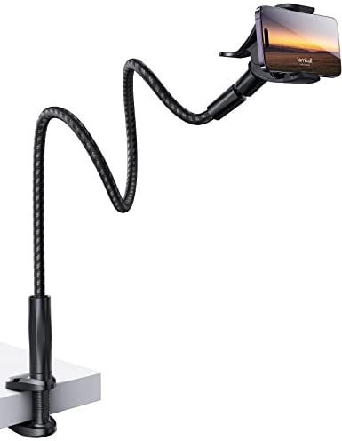 Lamicall Handy Halterung für Bett, Schwanenhals Handy Halter - Flexible Nylon Gewebte Lang Arm [97cm], 360 Grad Drehung Handy Ständer für iPhone 17/16/15/14 Pro Max, Samsung S25, 4-7 Zoll Smartphone