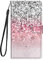 Everainy Kompatibel für Samsung Galaxy S7 Edge Hülle Silikon Leder Flip Case Cover Brieftasche Wallet Kartenfach Kickstand Muster Motiv Klappbar Magnetisch Hüllen Stoßfest Bumper Handyhülle (pink)