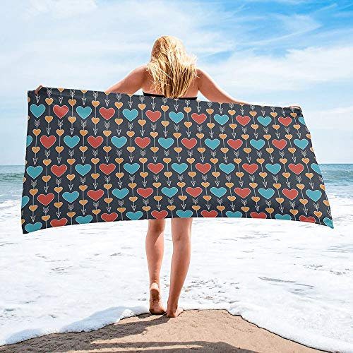 Schwarzes Handtuch Amor's Goldpfeil, personalisierbar, schnell trocknend, Strandtuch, Sanddecke, leicht, saugfähig, übergroß, große Handtücher für Badezimmer, Hotel, Fitnessstudio, Spa, Pool, Schwimme