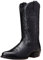ANUFER Uomo Elegante Ricamato Stivali da Cowboy Occidentale Tacco a Punta Antiscivolo Stivali a Metà Polpaccio Nero SN071164 EU44.5