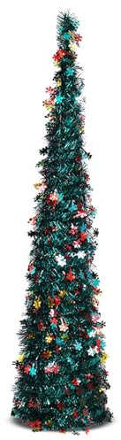 Warmiehomy Faltbarer Weihnachtsbaum, 150 cm, glitzernd, Bleistift, Weihnachtsbäume mit Pailletten, künstlicher Pop-Up-Lametta-Baum, Weihnachtsdekoration für Wohnung, Zuhause, Geschäft, Büro,