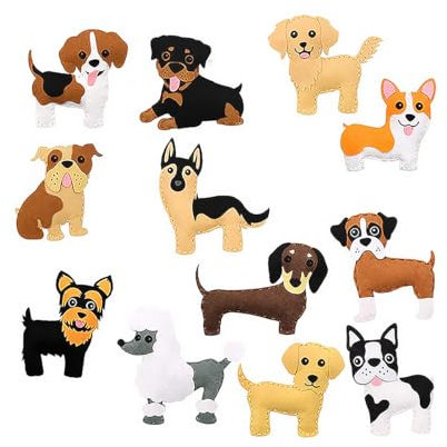 CENPEK Filz-Näh-Bastelset Zum Selbermachen, Nähen, Filztiere, Lustiges Basteln, Pädagogisches Nähset Für Pädagogische Anfänger, Mädchen Und Jungen (Hund)