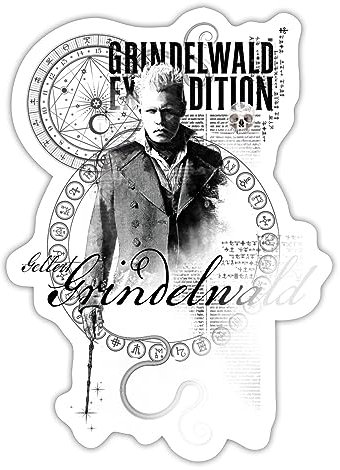 Spreadshirt Phantastische Tierwesen Grindelwald Zeichnung Sticker, 10 x 10 cm, Weiß glänzend