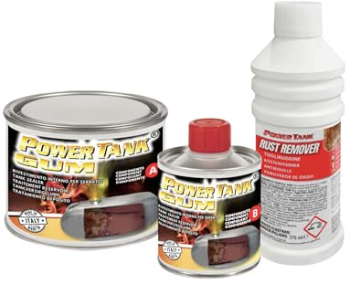 Power Tank Tankversiegelung Motorrad 2k Gum elastischen 350 g Set Tankentroster Innen Versiegelung Tanksanierung Rost Tank Entrosten Und Versiegeln Tankinnenlack Tankbeschichtung Rostlöser Auto Moped