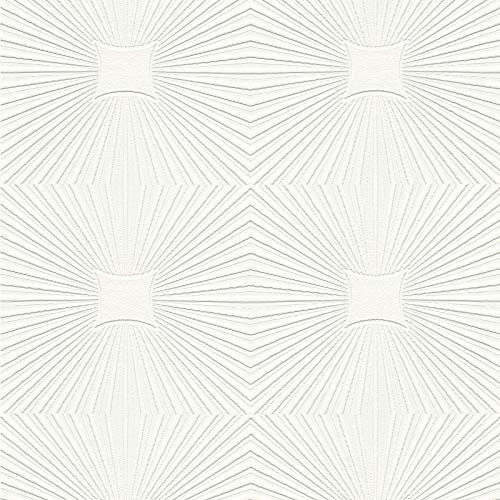 BRICOFLOR Papier peint blanc à motif en relief Tapisserie élégante blanche motif 3D Papier peint salon et cuisine