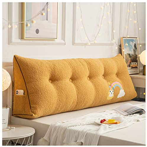 DRYIC Dreieckiges Keilkissen, Positionierungsstütze, Lesekissen, Lesekissen, Kopfteil, Bettkissen, gepolsterter Keil (gelb, 150 cm)