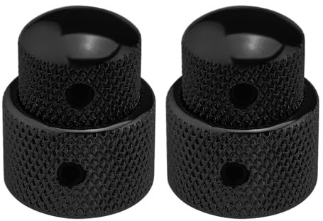 The Lord of the Tools 2 Stück Gitarre Dual Layer Concentric Control Knöpfe E-Gitarre Metall Potentiometer Kappe Gitarre Double Layer Metallknopf Kappe Lautstärkeregler Abdeckung Schwarz