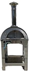 Forno pizza ibrido a gas e legna 2 pizze con tetto e carrello in acciaio inox, uso a legna o con bruciatore a gas, pietra refrattaria, 500 gradi, Made in Italy (con bruciatore e valvola GPL)