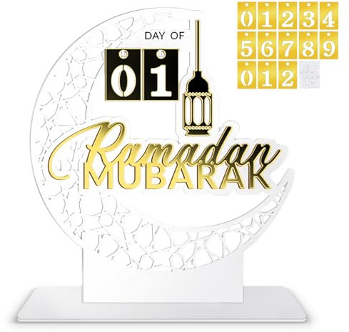Ramadan Kalender, Eid Mubarak Kalender, Mubarak Advents, Countdown-kalender Ornament Gebet, Ramadan -Ornament, Mubarak Advents 30 Tage Countdown, Ramadan Geschenke für Kinder (Weiß)