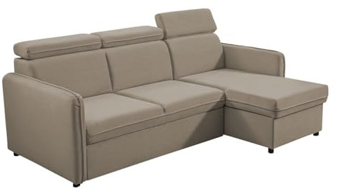 Mirjan24 Ecksofa Brulpin Mini, Eckcouch mit Verstellbare Kopfstütze, Schlaffunktion und Bettkasten, Ottomane Universal, Sofa L-Form Couch, Schlafsofa Bettsofa (Enjoy New 03)