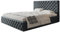 AlpiMeble Polsterbett Miami Slim mit Kopfteil, 180 x 200 cm, Doppelbett mit Bettkasten und Lattenrost aus Holz, Farbe: Dunkelgrau, Velourestoff