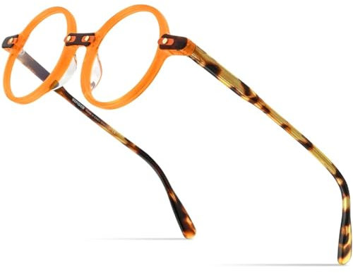 MUTYNE Acetat-Brillengestell für Herren, Vintage, Retro, rund, transparent, für Damen, Brillen, Orange, Einheitsgröße