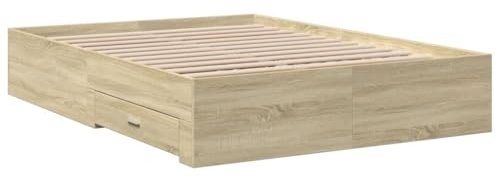 vidaXL Cama con Cajones, Somier Doble de Invitados, Estructura de Cama, Mueble para Dormitorio, Madera de Ingeniería Roble Sonoma 120x190 cm