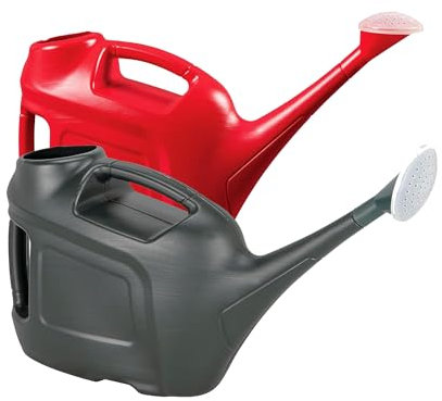 Slim line 6 Litres Red/Green Plastic Watering Cans Indoor & Outdoor Garden Plants For Easy Pouring & Better Control With Rose Head Water Sprinkler (1, Red)