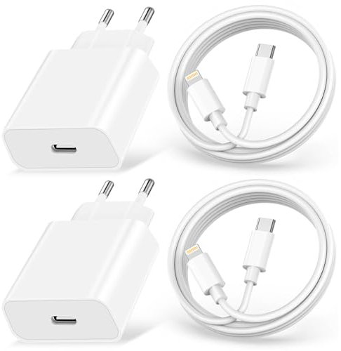 Nipow Caricatore iPhone, 2-Pack 25W Caricatore USB C Rapido con 2M Cavo Caricatore iPhone Ricarica Rapida per iPhone 14 Pro Max 13 12 11 XR XS 8 SE, Caricabatterie iPhone Presa Alimentatore USB C Spin