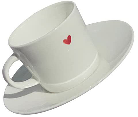 Cabilock Ceramic Mug and Saucer Cute Coffee Cup Handle for Cappuccino Hot Drinks Capacity for Home Office Use