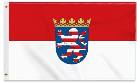 Große 90×150 CM Hessen Flagge,großes 150D Deutsche Bundesland Freundschafts banner, Deutschlandfahne Doube-Seitendruck Dekor Messingösen large Hesse