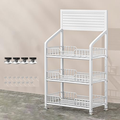 Tragbarer Stahl-Snack-Nizer mit 15 Haken, Verkaufsständer für Lebensmittel, Getränke und Gemüse, Supermarkt-Regal in Schwarz und Weiß, 106 x 28 x 50 cm