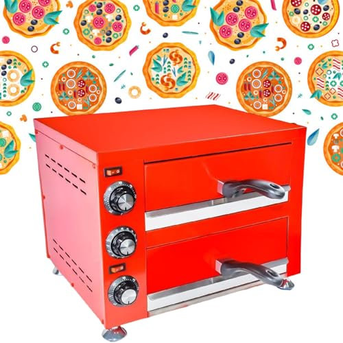 Tabletop Pizza Oven 2 Tier Pizza Oven, Indoor Electric Pizza Oven Commercial, Stainless Steel Pizza Maker with 0-60Timer Home Restaurant,110V
