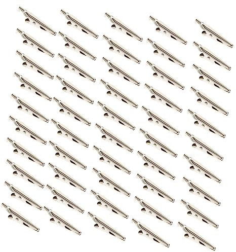 Angoily 50 Stück Elektro Krokodilklemmen Elektroprüfclip Verchromt Langlebiger Eisenclip Mit Glatten Zähnen Für Elektrische Tests Und Bastelarbeiten