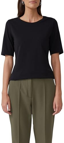 s.Oliver T-Shirt aus Baumwollmix mit Satindetail am Ausschnitt
