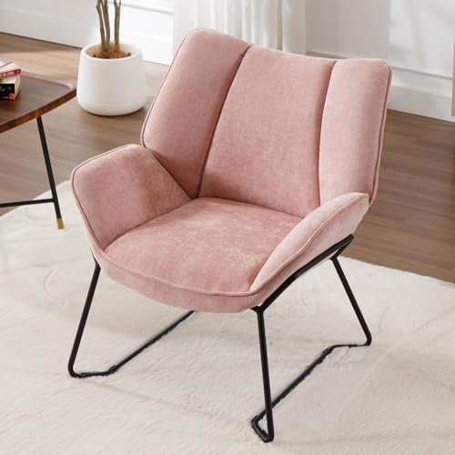 Ya-Home Fauteuils de Salon Moderne pour Chambre Fauteuil Scandinave avec Coussin épais, Fauteuil Salon Confortable, Rose