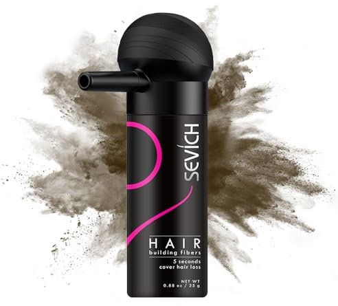 SEVICH Haarfasern mit Sprühapplikator – natürlich aussehende Haarverdichtungsfasern für Männer und Frauen, sofortige Fülle, wind- und wasserabweisend, leicht auswaschbar, 25 g Dunkelbraun