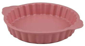 Baking Tray 360ML Double Ear Creative Circular Ceramic Baking Plate for Baking and Roasting Steak Plate Double Ear Baking(Pink)