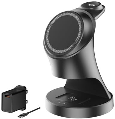 Csspew Wireless Charger Station 3 in 1,Magnetic Wireless Charger for Apple Devices, 15W Fast Wireless Charging Station for iPhone 16/15/14/13/12, Phone, Earphone and Watch Charger Stand for Apple