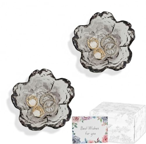 Lot de 2 plats à bijoux gris pour femme, cadeau d'anniversaire unique pour elle, plateau à bijoux, décoration de chambre, accessoires de chambre esthétiques, porte-assiettes pour amitié, Noël
