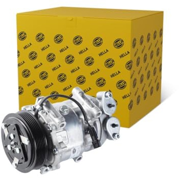 HELLA 8FK 366 200-811 Compressor, air conditioning - SD7V16 VS16 - 12V - R 134a - PAG 46 - 135ml - with magnetic clutch/with seal ring/with PAG compressor oil