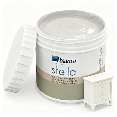 Bianca Stella Pittura per mobili senza fiocchi – Vernice profumata a base d'acqua per legno, armadio da cucina, tavolo, sedia – Sahara, lucida, antigraffio, alta copertura, 500 ml