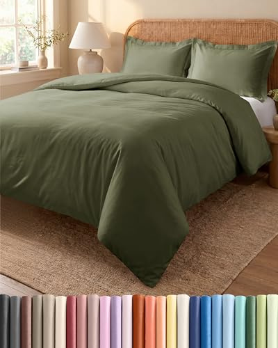 CGK 3 Piece Duvet Cover Set Double Sage Green 200x200cm with 2 Pillowcases 50x80cm - Brushed Microfibre - Zip Closure & 8 Corner Ties - Wrinkle Resistant, Easy Care & Hypoallergenic - OEKO-TEX