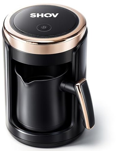 Shov Elektrischer Mokkakocher – Türkische Kaffeekanne, 250ml, 600W, Überhitzungsschutz, Edelstahl-Heizelement, schnelle Zubereitung, für 1-4 Tassen, modernes Design