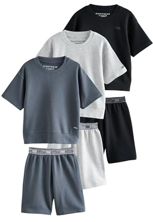 NEXT Jungen Kurzer Schlafanzug aus 100% Baumwolle, 3er-Pack