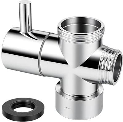 Shower Diverter Valve 3 Way Shower Arm Diverter Valve G1/2 Brass Shower Head Splitter with Rubber Washers BSP T-Type Adapter Faucet Diverter Replacement for Hand Held Showerhead Fixed Spray Head