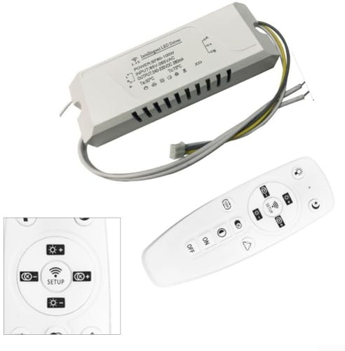 Upluxmira 2.4G RF LED Driver 12W-60W with Remote Control, AC85-265V Input Lighting Transformer Ceiling Panel Lights, 30M Range Wireless Dimmer Controller(25-36W)