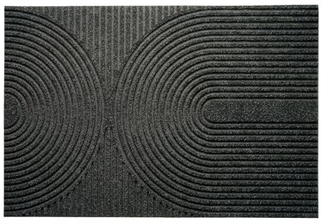 Floordirekt Schmutzfangmatte Circa - rutschfeste Fußmatte mit innovativer TPE-Technologie Rückseite - Ideal für Eingänge, Flur und Haustür - Anthrazit Wellen - 90x150cm