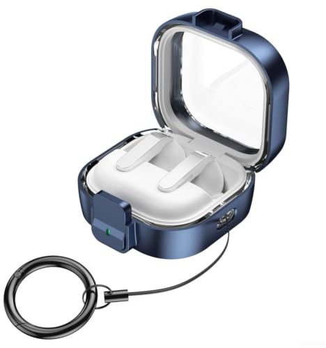 Stoßfeste Hülle für Samsung Buds 4 Pro Safety Lock Design - Leichte ABS Schutzhülle mit Karabiner Kratzfest Reise Blau(Dark Blue)