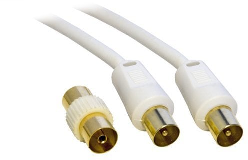 PC Arena Câble antenne coaxial TV/AV mâle vers mâle avec coupleur 3 m