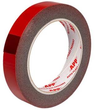 AUTO-PLAST PRODUKT APP Acryl Tape Doppelseitiges Klebeband Extra Stark | Doppelseitiges Wasserdichtes Montageband | Rot | 5m Länge, 19mm Breite