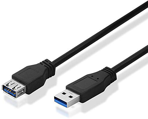 5 Meter 3.0 USB Kabel, USB A-Stecker männlich auf USB A-Buchse Kupplung weiblich, 5000 Mbit s Übertragungsrate, Schwarz