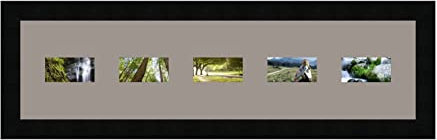 RK Cadres Bilderrahmen multivues Grau TV 5 Foto(s) 9x5 Passepartout Schrägschnitt, Wand Bilderrahmen 64x15 cm Schwarz, 3 cm Breiten Holzleisten