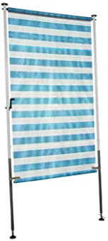 Angerer Freizeitmöbel GmbH Balkonsichtschutz Standard - Senkrechtmarkise für Sicht- und Sonnenschutz - Montage ohne Bohren und Dübeln - ideale Balkonmarkise für Mietwohnungen (Blau-Weiß, 150 cm)