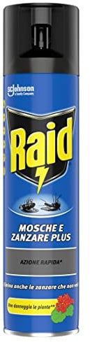 Raid Mosche e Zanzare Spray Insetticida, Antizanzare e Antimosche, Azione Rapida, 1 Confezione da 400 ml
