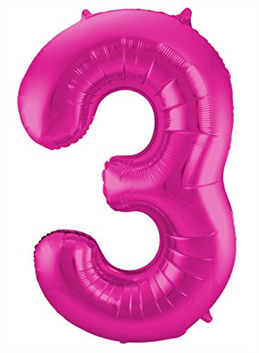 Folat 631938 - Folienballon Zahl 3 - magenta - ca. 86 cm
