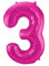 Folat 631938 - Folienballon Zahl 3 - magenta - ca. 86 cm